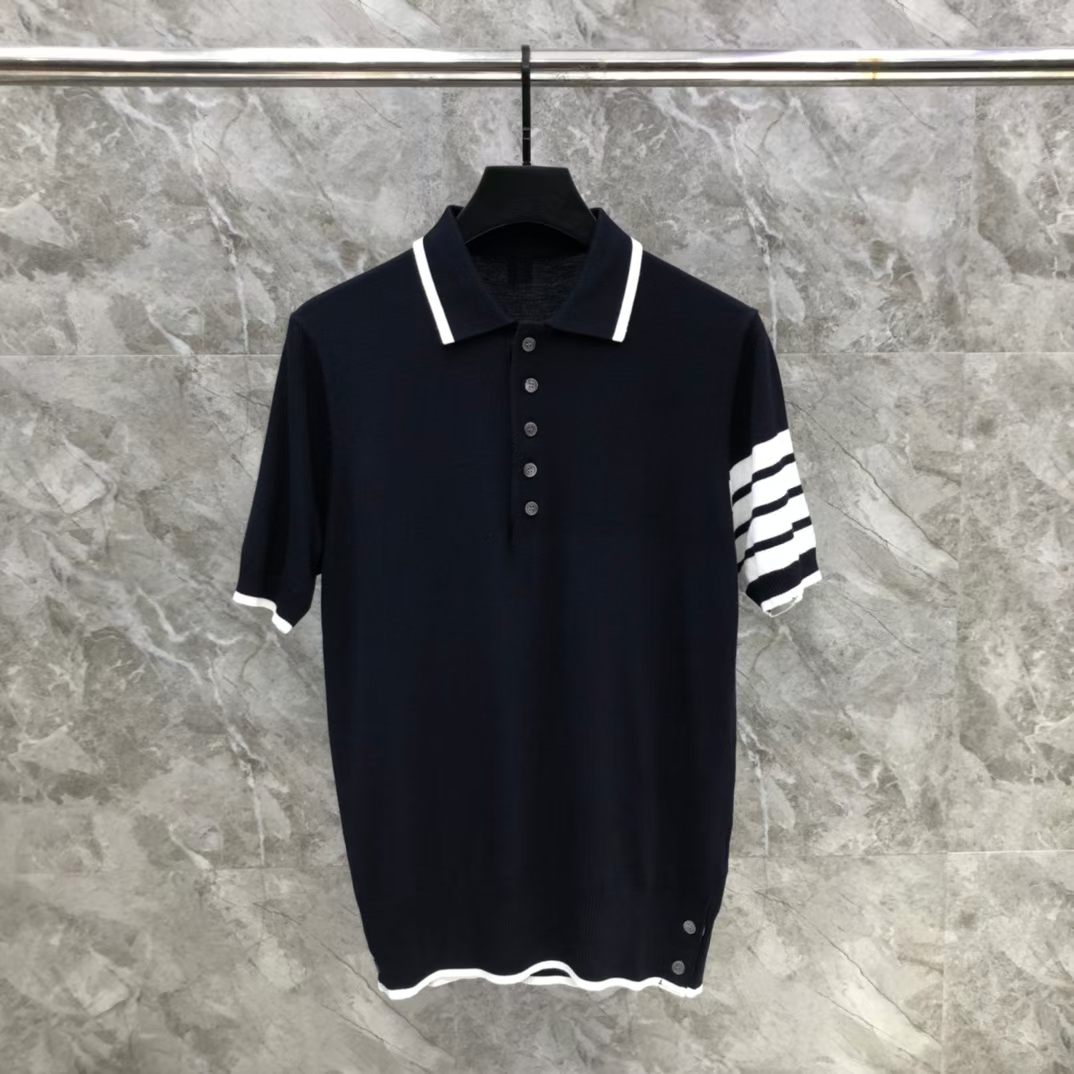 톰브라운 Thom Browne 케이블 니트 4바 스트라이프 반팔 폴로셔츠 남녀공용