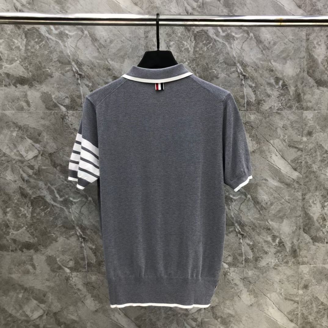 톰브라운 Thom Browne 케이블 니트 4바 스트라이프 반팔 폴로셔츠 남녀공용