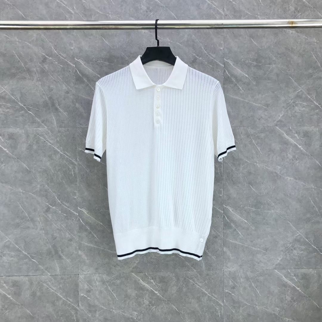 톰브라운 Thom Browne 트리밍 라인 니트 반팔 폴로셔츠 남녀공용