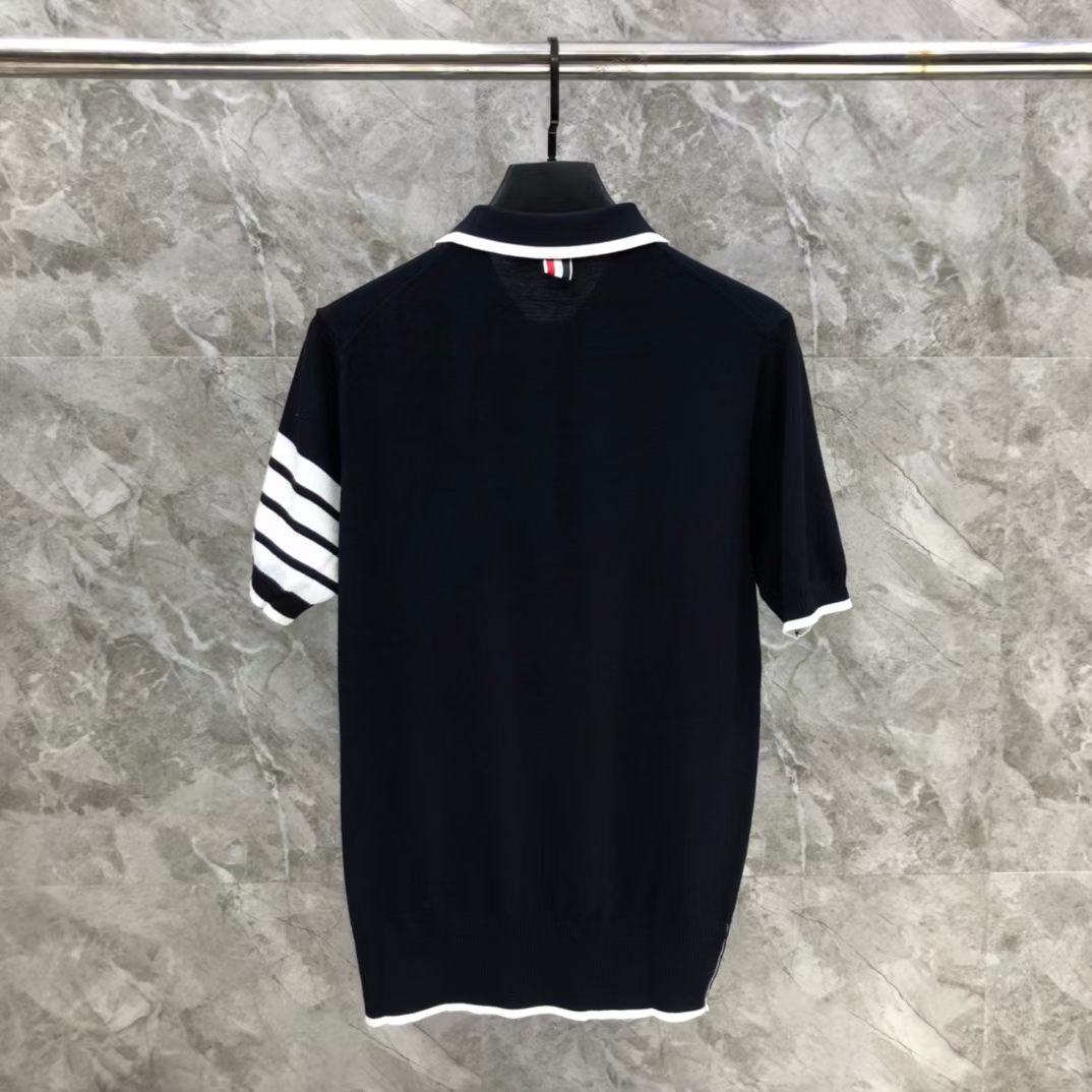 톰브라운 Thom Browne 케이블 니트 4바 스트라이프 반팔 폴로셔츠 남녀공용