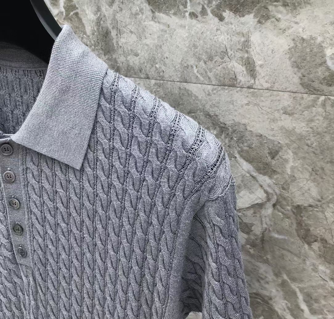 톰브라운 Thom Browne 케이블 니트 4바 스트라이프 반팔 폴로셔츠 남녀공용