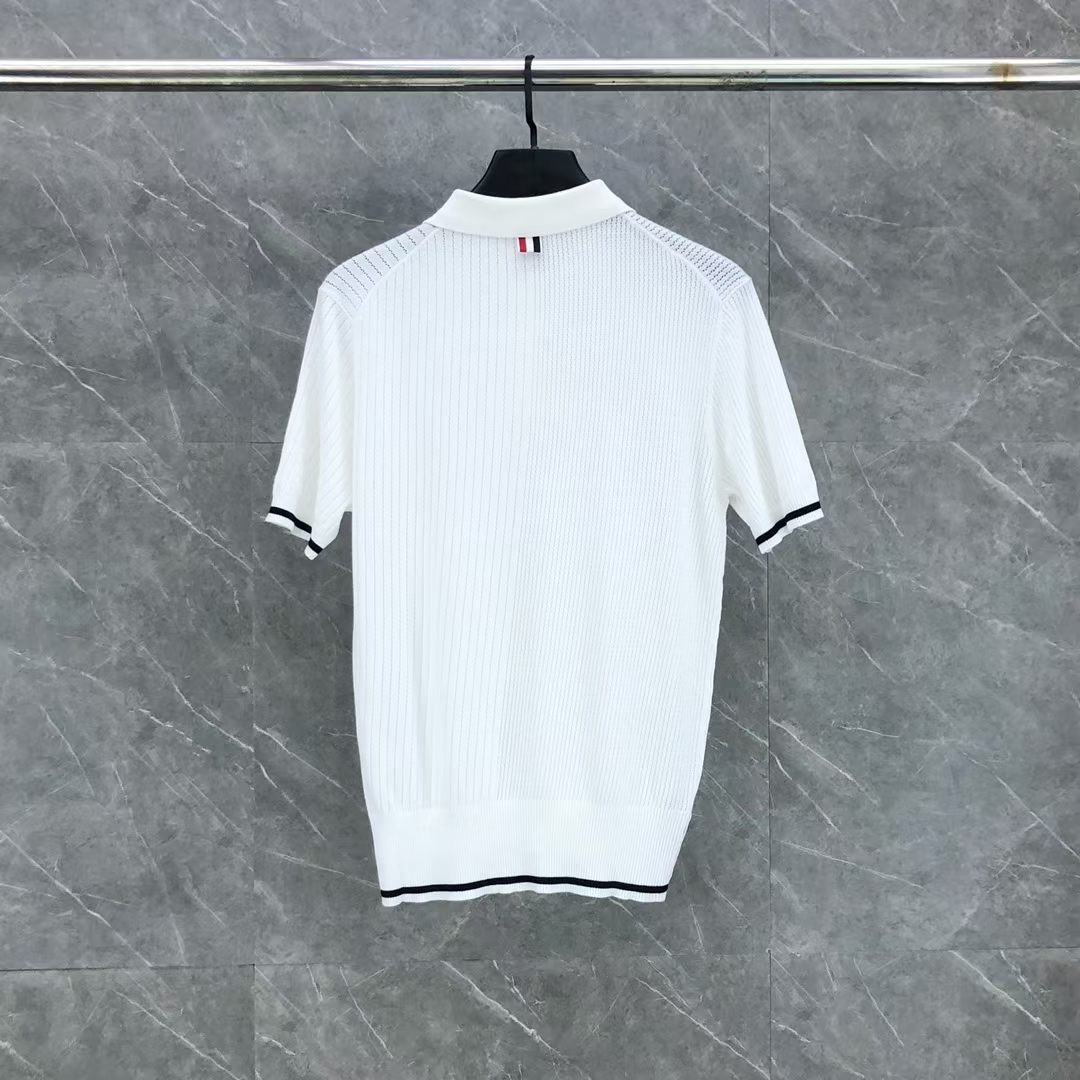 톰브라운 Thom Browne 트리밍 라인 니트 반팔 폴로셔츠 남녀공용