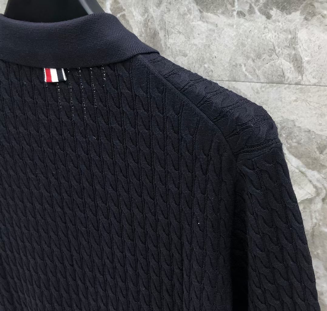 톰브라운 Thom Browne 케이블 니트 4바 스트라이프 반팔 폴로셔츠 남녀공용
