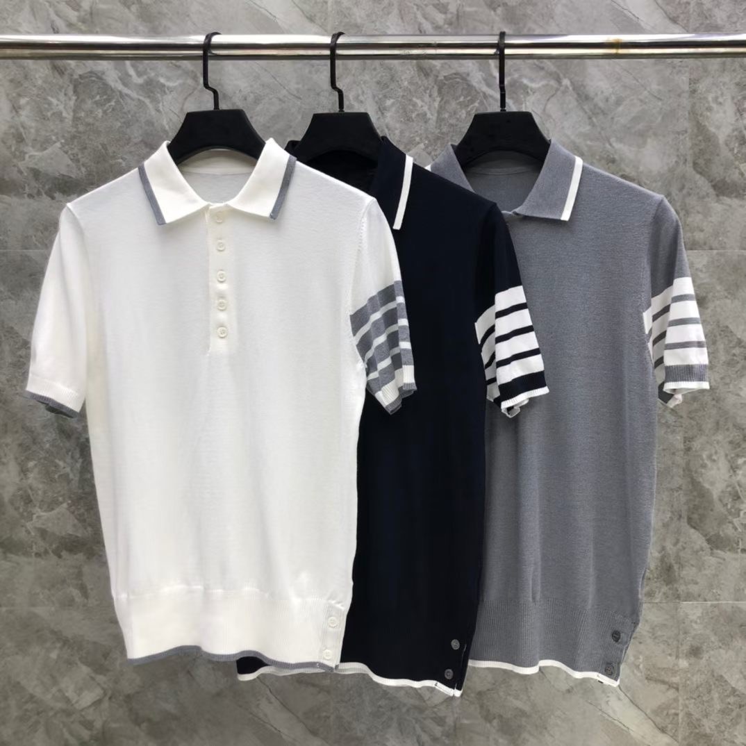 톰브라운 Thom Browne 케이블 니트 4바 스트라이프 반팔 폴로셔츠 남녀공용