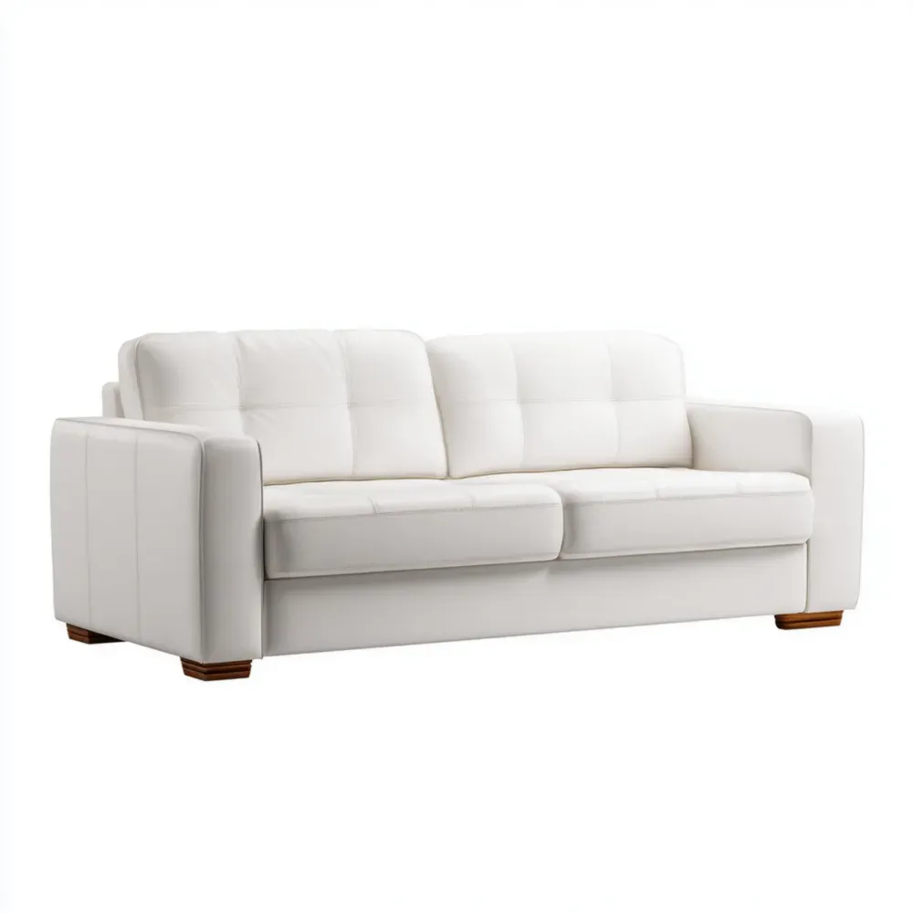 3人掛けソファ 合成皮革 200x85x90 cm – ホワイト – モダンデザイン-Zenlofta