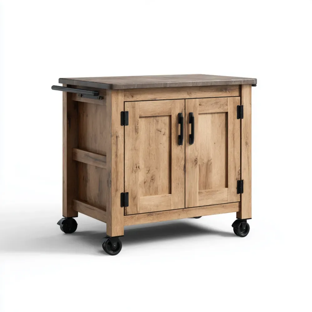 キッチンワゴン 木製 キャスター付き 85x45x90 cm - ナチュラル-Zenlofta