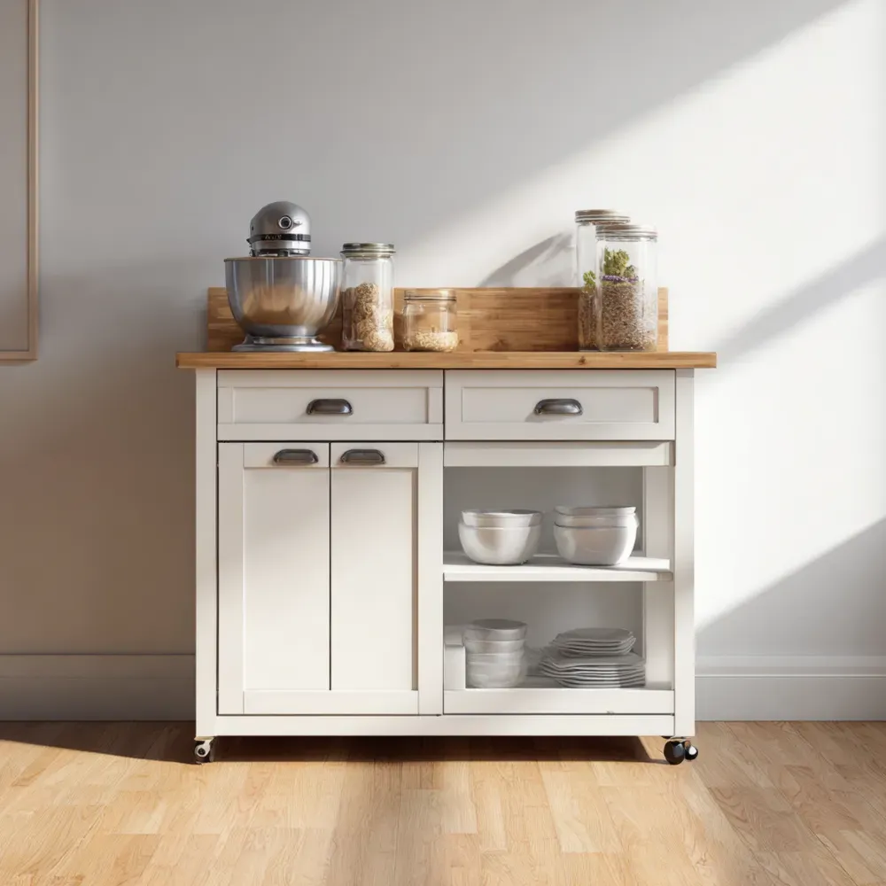 キッチンワゴン ホワイト 80x40x85 cm - モダンスタイル-Zenlofta