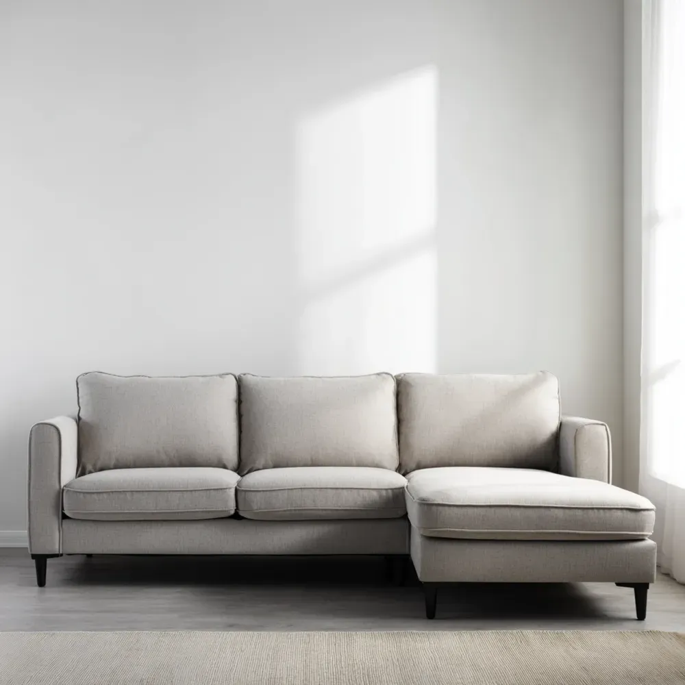 コーナーソファセット 布地ファブリック 230x150x85 cm - ライトグレー - モダンデザイン-Zenlofta