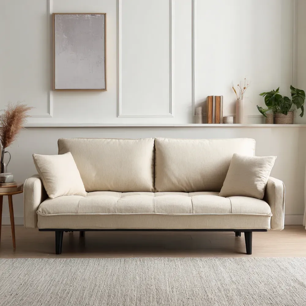 ソファセット ファブリック 200x85x75 cm – ライトベージュ – モダンデザイン-Zenlofta