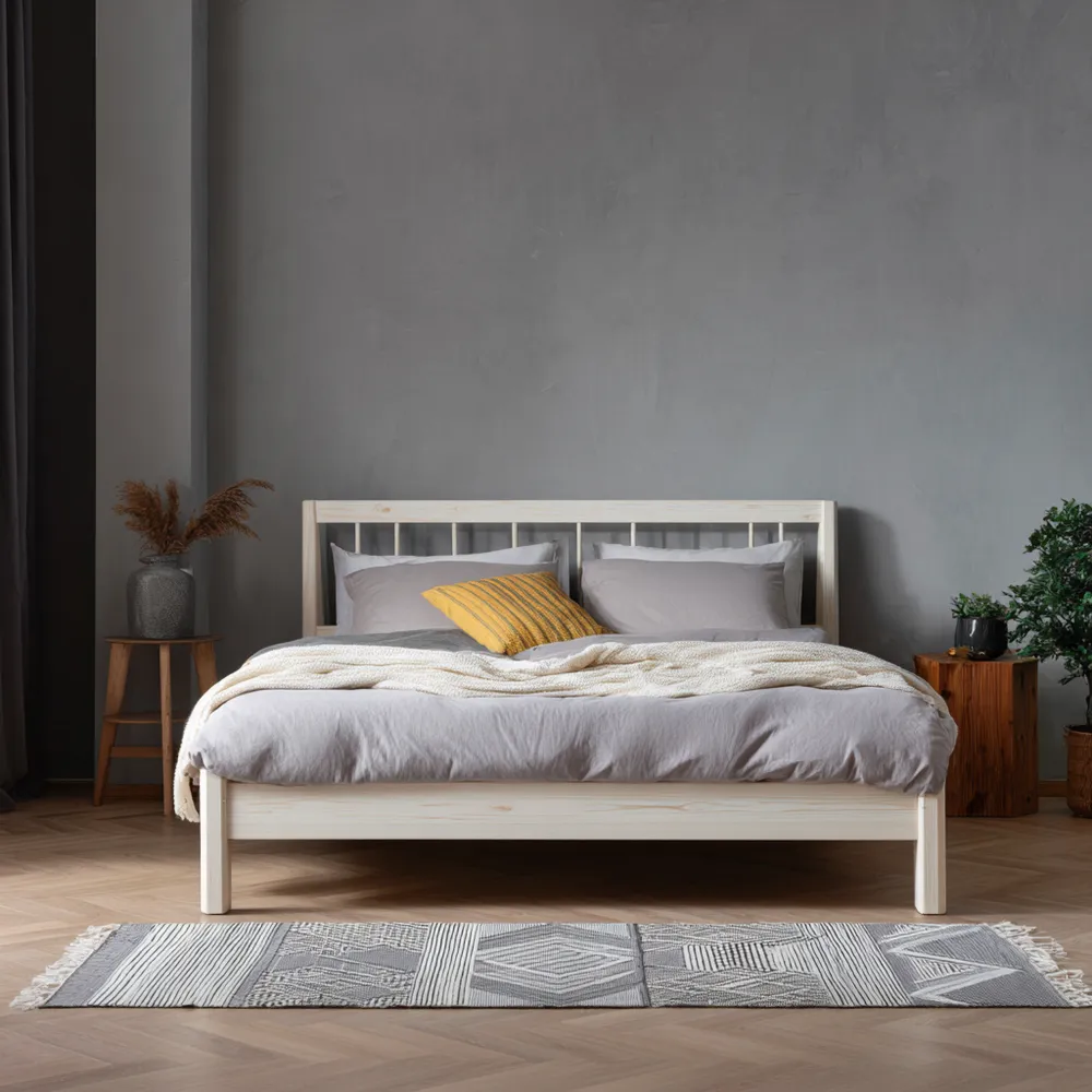 ダブルベッド 木材 140x200x100 cm – ナチュラルカラー – ミニマルデザイン-Zenlofta