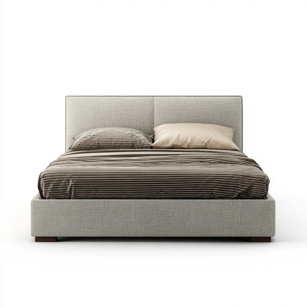 ダブルベッド ファブリック張地 200x160x100 cm - グレー - モダンデザイン-Zenlofta