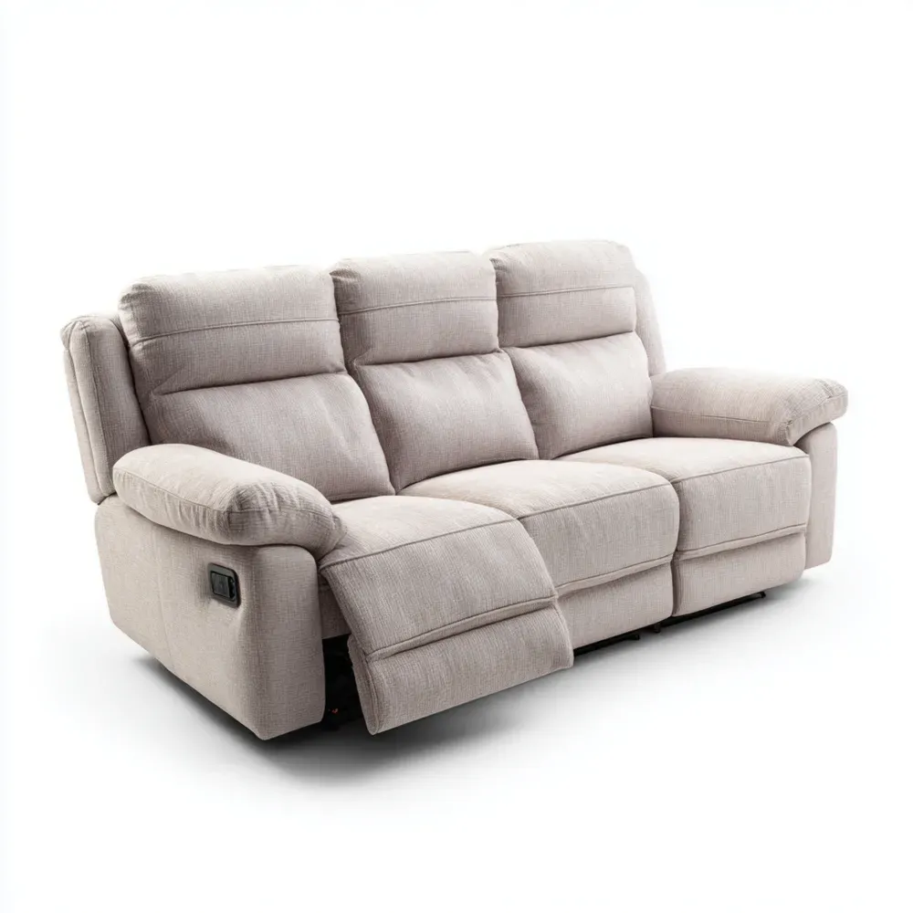 リクライニングソファ 布製 210x95x100 cm – ベージュ – リラックス機能付き-Heritagehavene