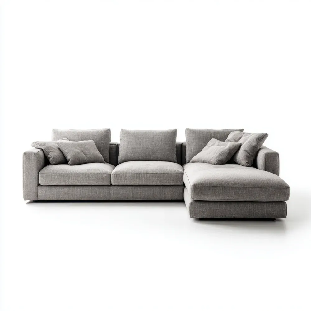 L字型ソファ ファブリック 250x150x85 cm – グレー – モダンデザイン-Heritagehavene