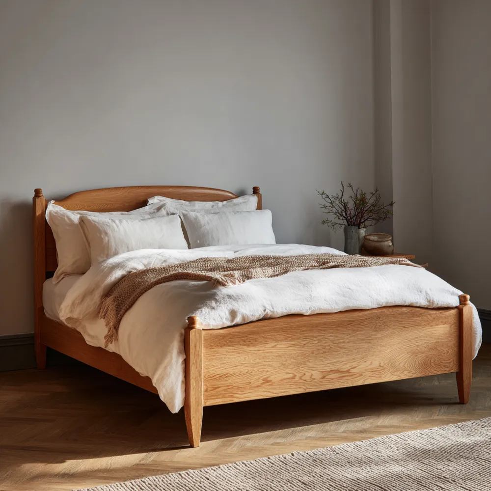 ダブルベッド 200x140x90 cm - ライトブラウン - クラシックデザイン-Heritagehavene