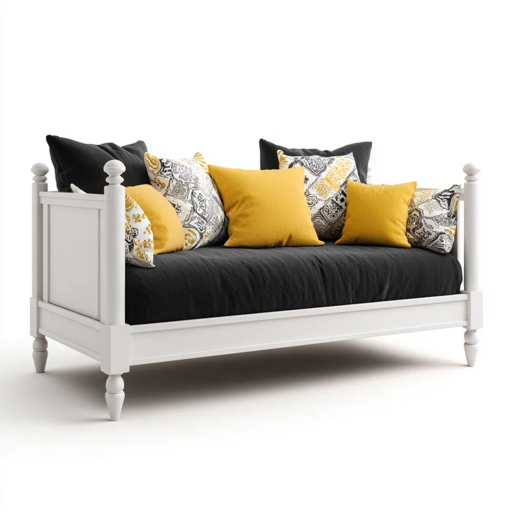 デイベッド フレーム付き 200x100x90 cm – ホワイト – トラディショナルデザイン-Heritagehavene