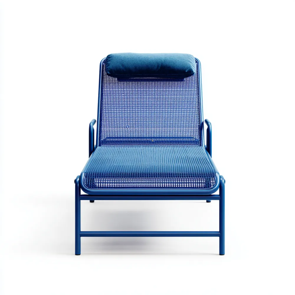 ガーデンリクライニングチェア 金属製 195x65x35 cm – ブルー – モダンスタイル-Heritagehavene