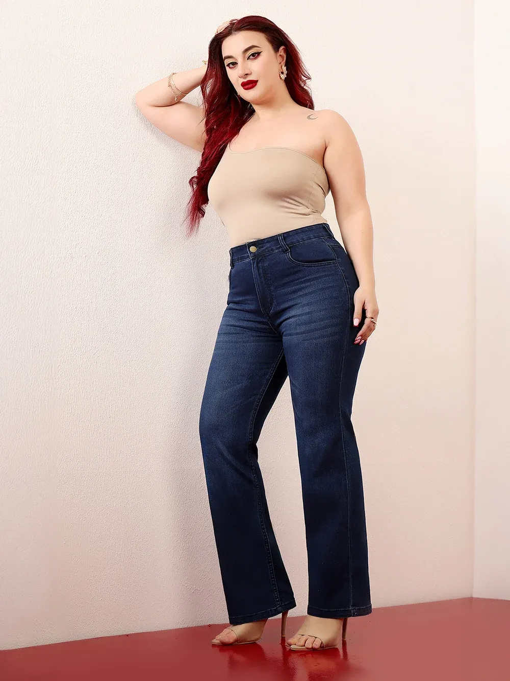 DenimHaat™ Navy Blue Smooth-Fit High-Rise Bootcut Denim