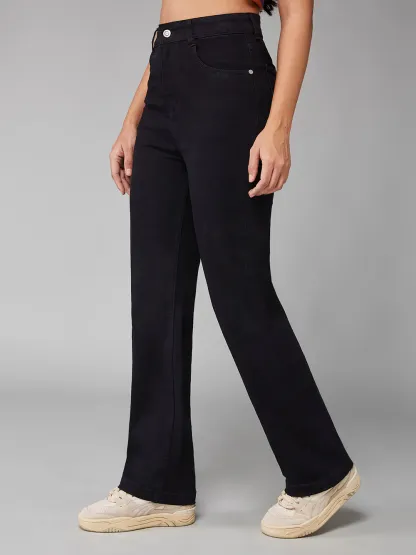 DenimHaat™ Black Everyday Straight-Fit High-Rise Jeans