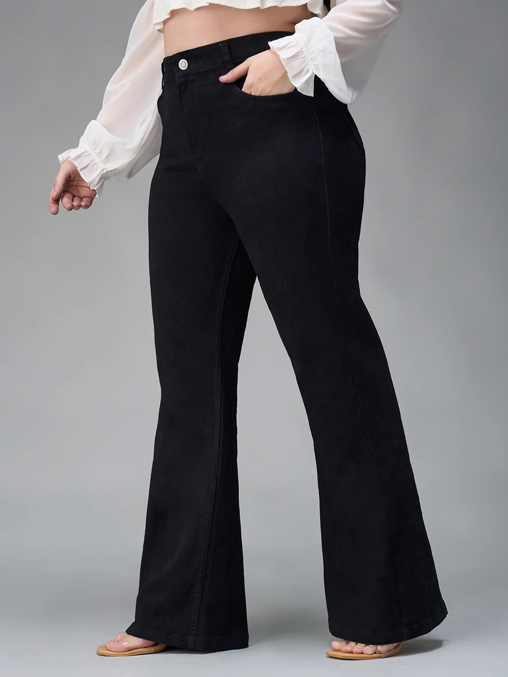 DenimHaat™ Black High-Rise Flared Bootcut Jeans