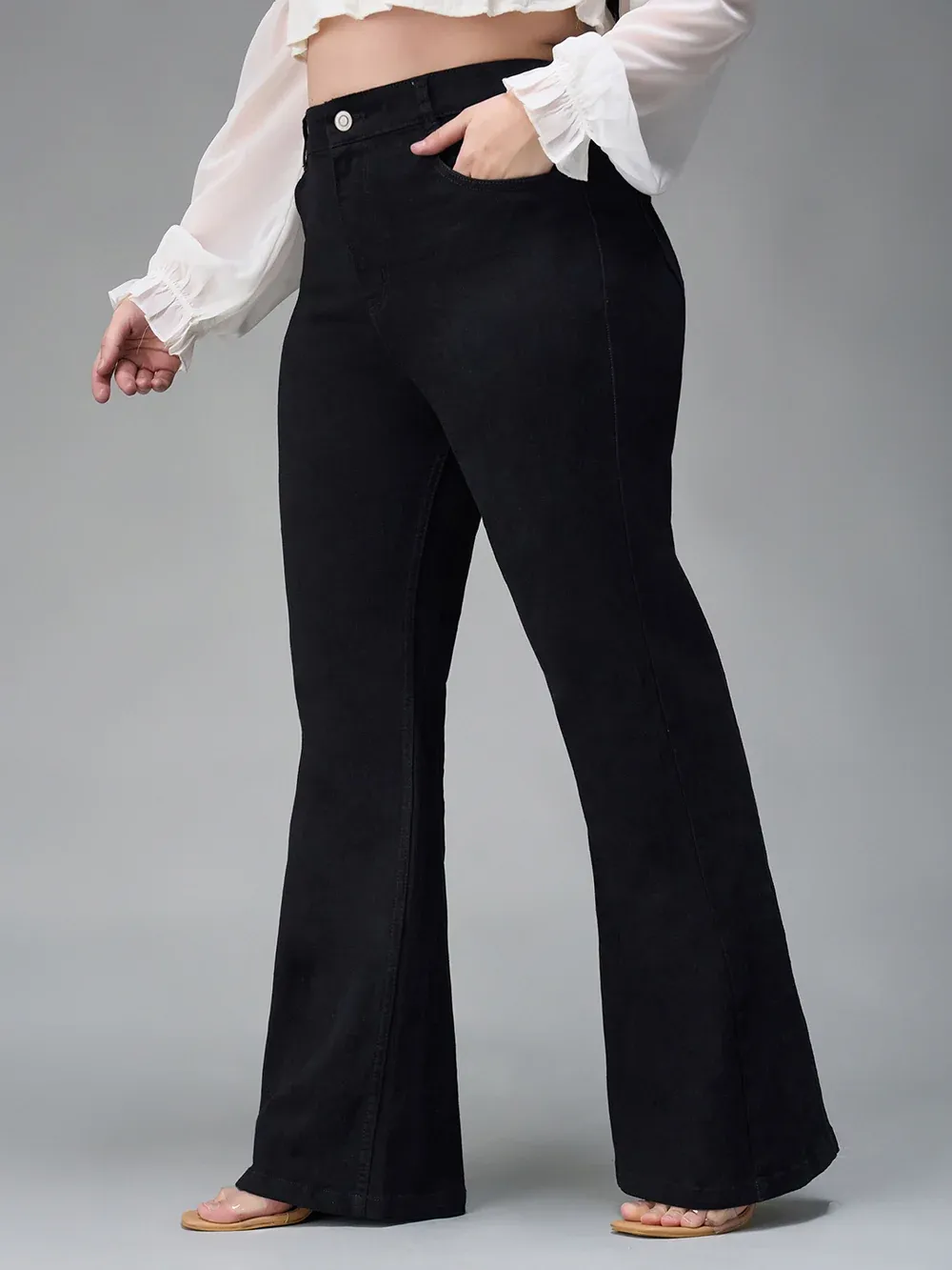 DenimHaat™ Black High-Rise Flared Bootcut Jeans