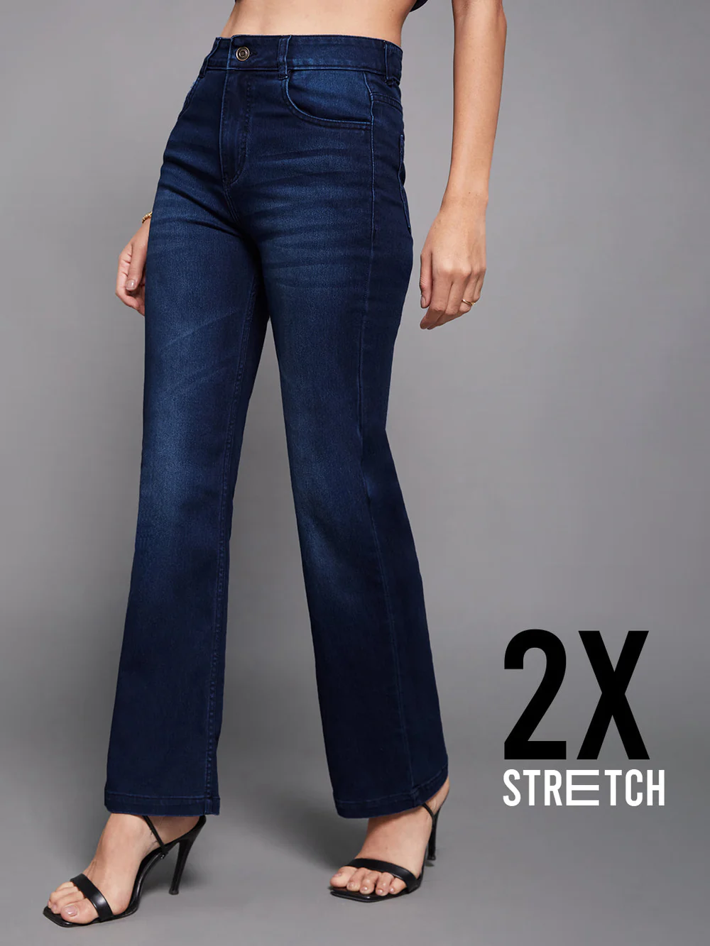 DenimHaat™ Navy Blue Everyday Mid-Rise Bootcut Jeans
