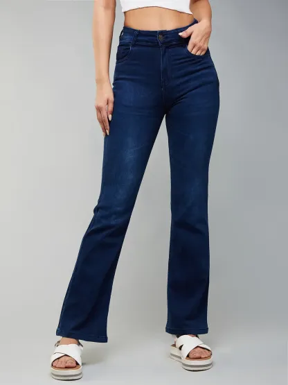 DenimHaat™ Navy Blue Flex Mid-Rise Bootcut Jeans