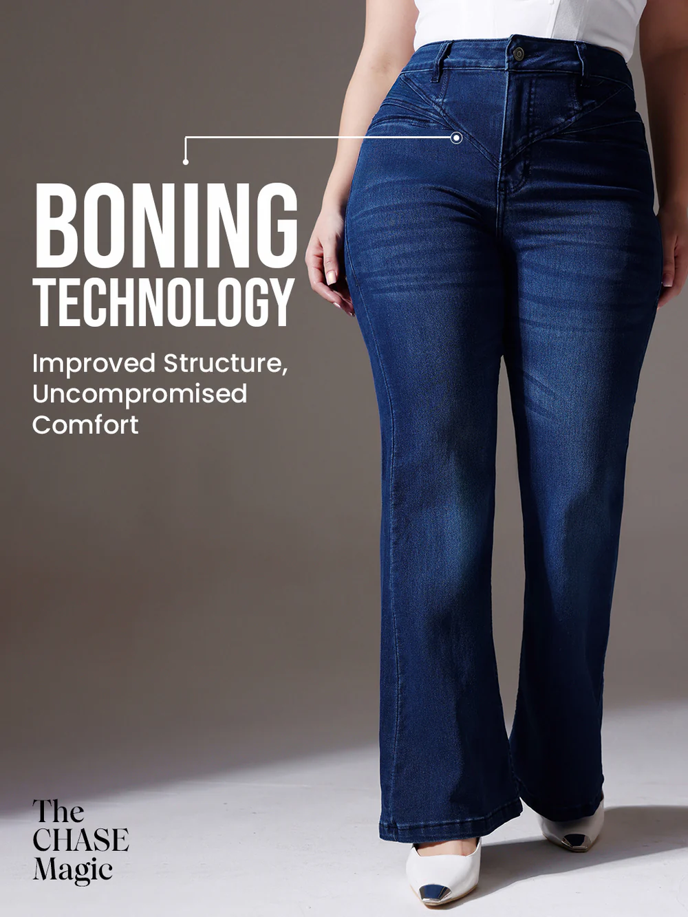DenimHaat™ Navy Blue Contour-Fit High-Rise Bootcut Jeans