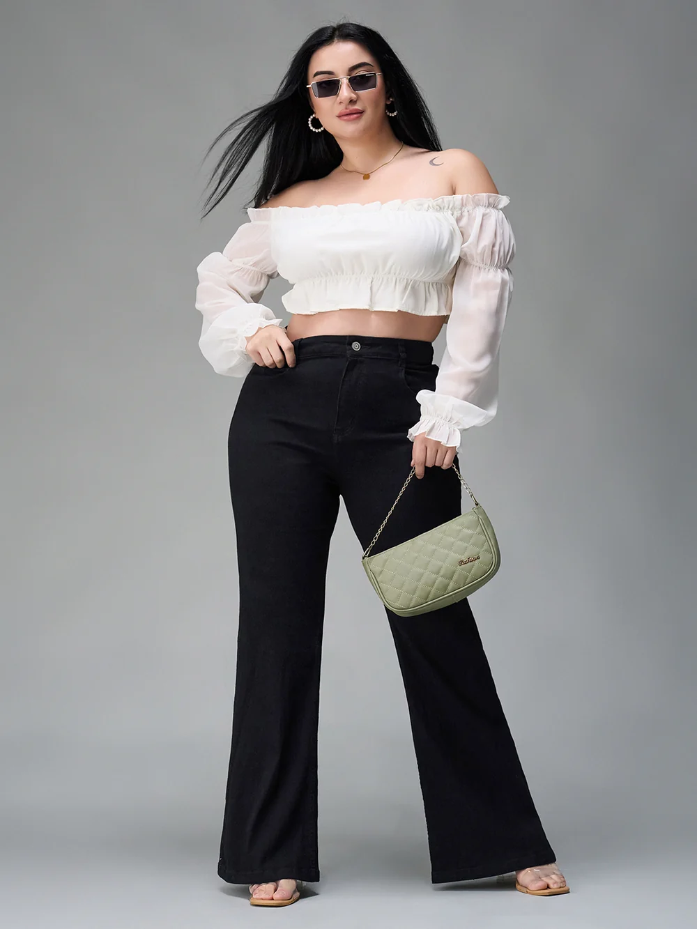 DenimHaat™ Black High-Rise Flared Bootcut Jeans