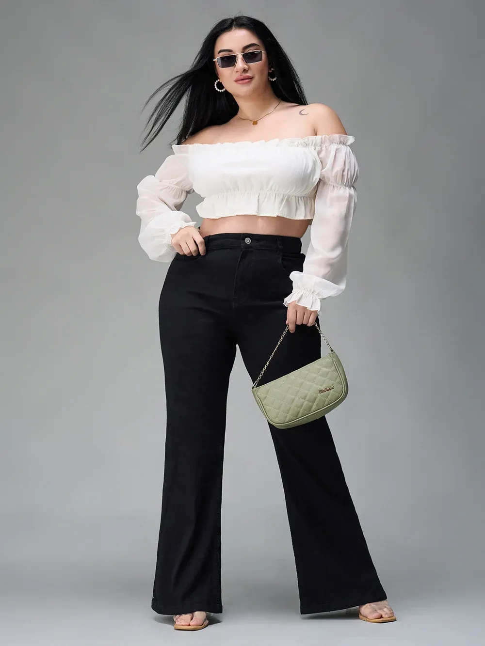 DenimHaat™ Black High-Rise Flared Bootcut Jeans