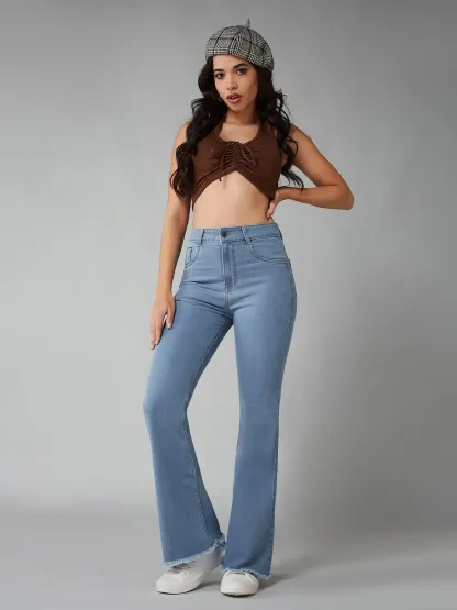 DenimHaat™ Light Blue Stretchable High-Rise Bootcut Jeans