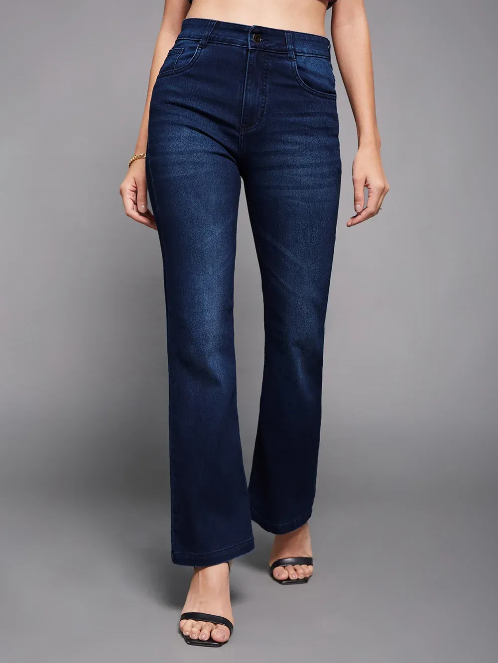 DenimHaat™ Navy Blue Everyday Mid-Rise Bootcut Jeans