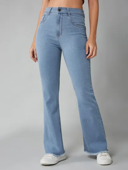 DenimHaat™ Light Blue Stretchable High-Rise Bootcut Jeans