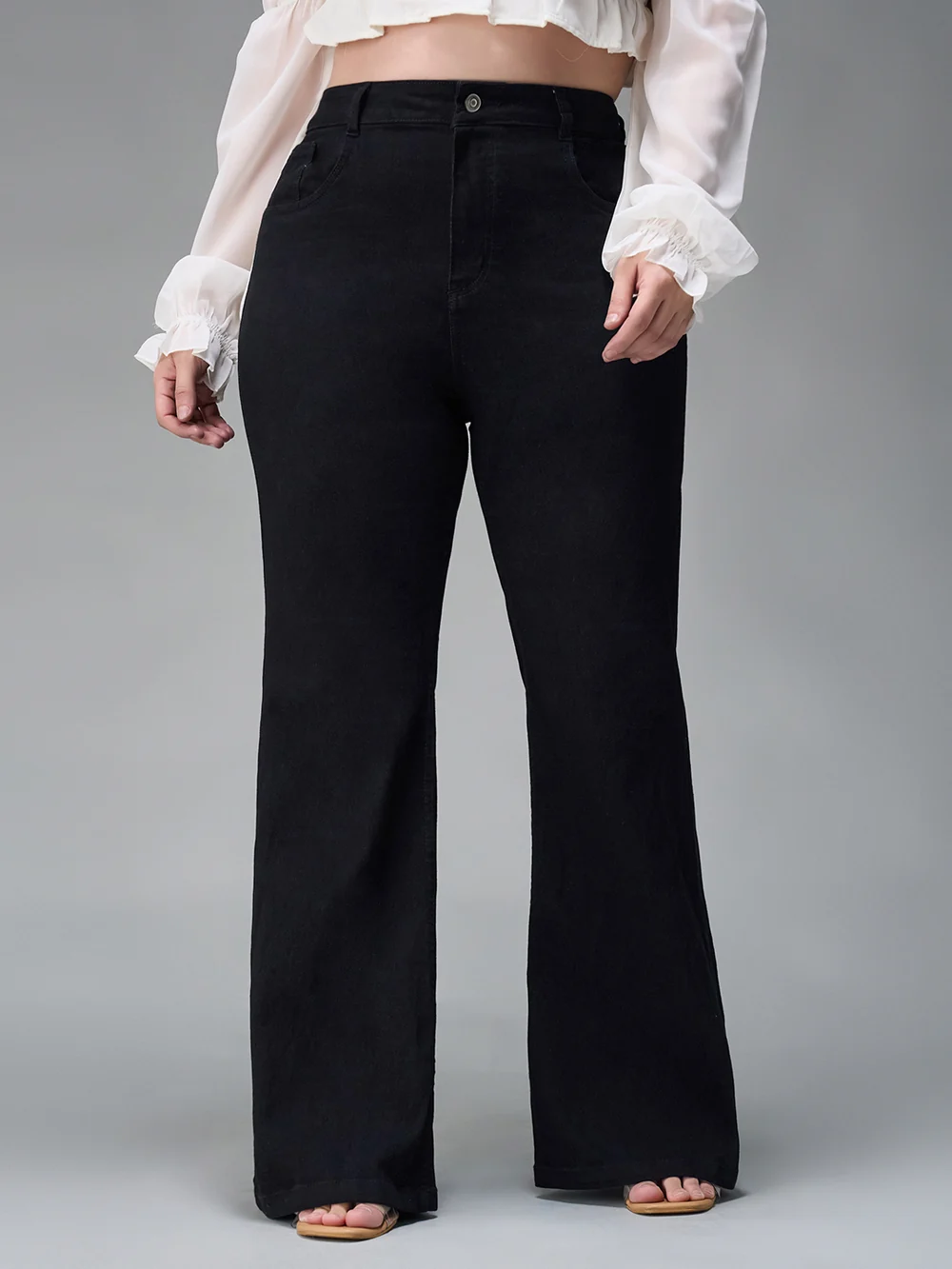 DenimHaat™ Black High-Rise Flared Bootcut Jeans