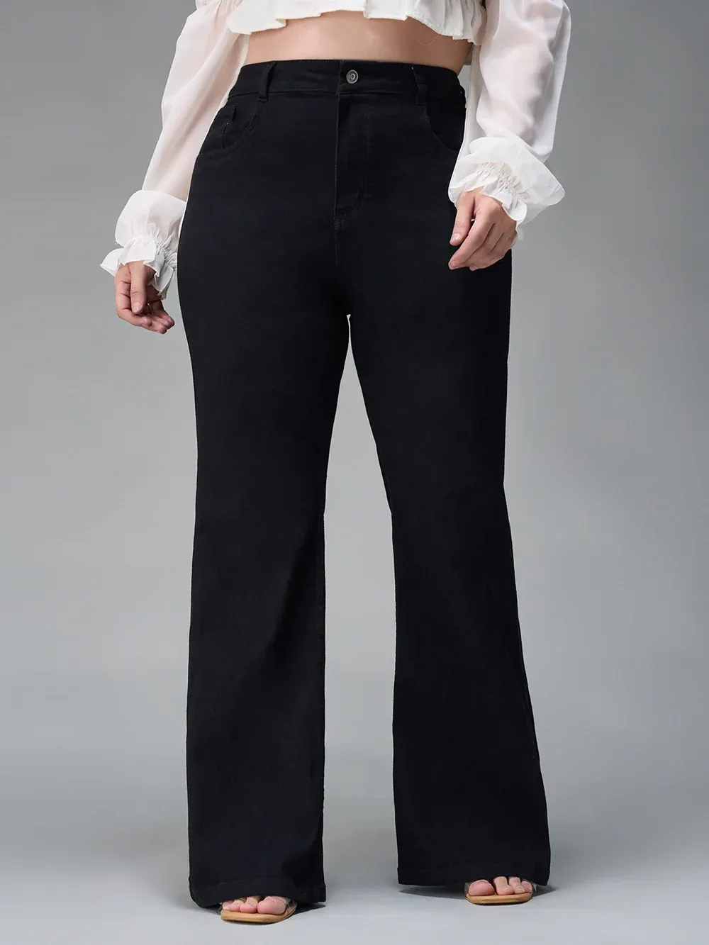 DenimHaat™ Black High-Rise Flared Bootcut Jeans