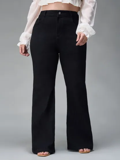 DenimHaat™ Black High-Rise Flared Bootcut Jeans