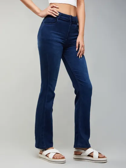 DenimHaat™ Navy Blue Flex Mid-Rise Bootcut Jeans