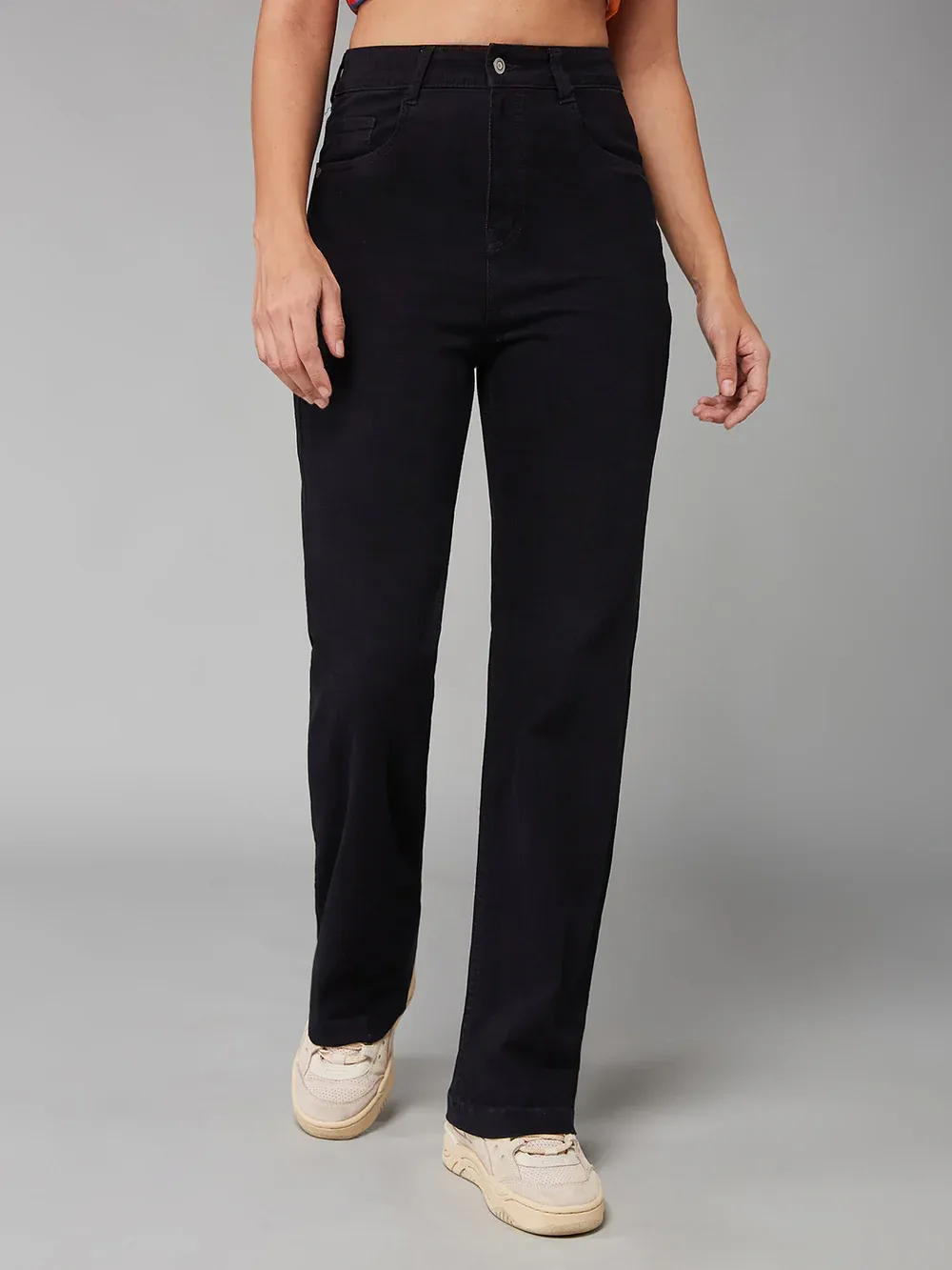 DenimHaat™ Black Everyday Straight-Fit High-Rise Jeans
