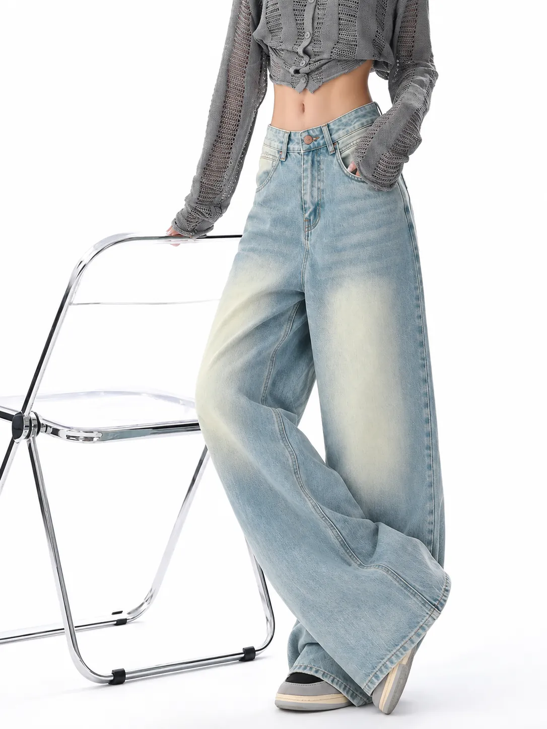 Midnight Blue Oversized Wide Leg Jeans