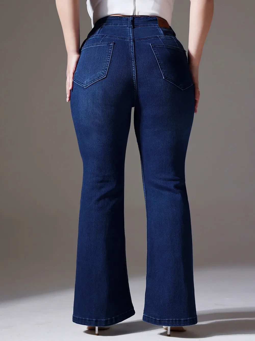 DenimHaat™ Navy Blue Contour-Fit High-Rise Bootcut Jeans