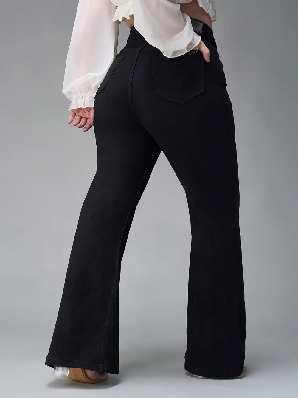 DenimHaat™ Black High-Rise Flared Bootcut Jeans