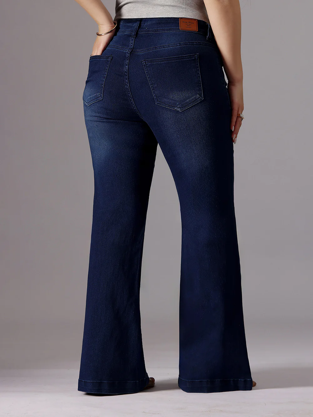 DenimHaat™ Navy Blue Sleek-Fit High-Rise Bootcut Jeans