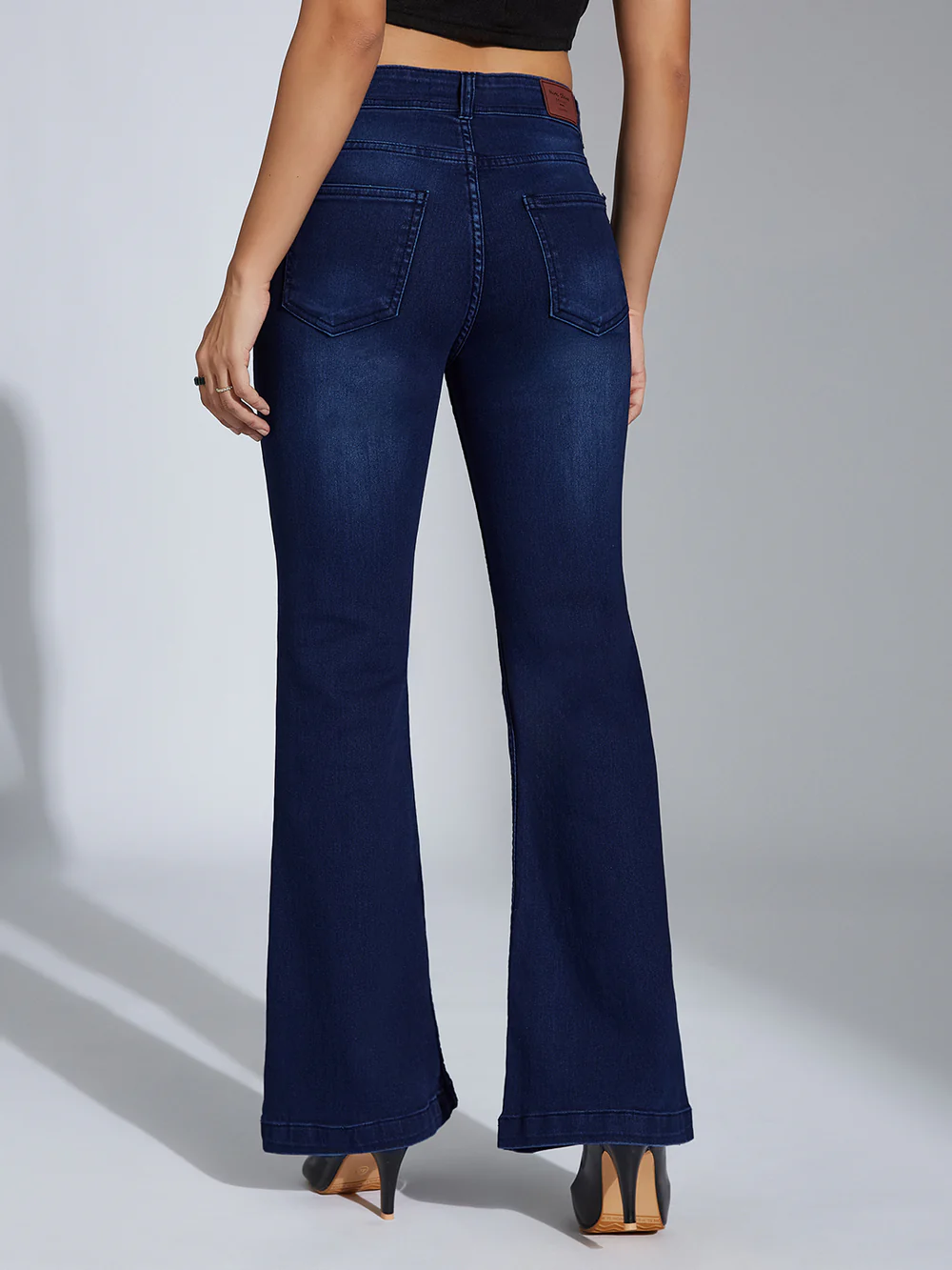 DenimHaat™ Navy Blue Flex-Fit High-Rise Bootcut Jeans