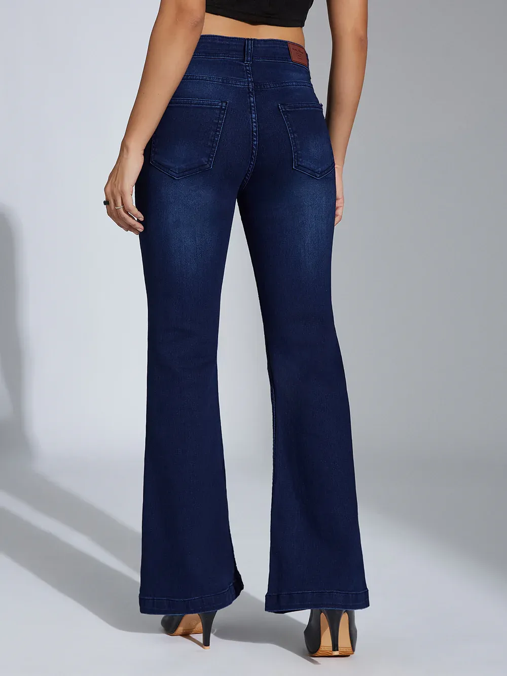 DenimHaat™ Navy Blue Flex-Fit High-Rise Bootcut Jeans