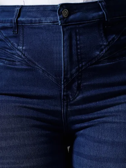 DenimHaat™ Navy Blue Contour-Fit High-Rise Bootcut Jeans