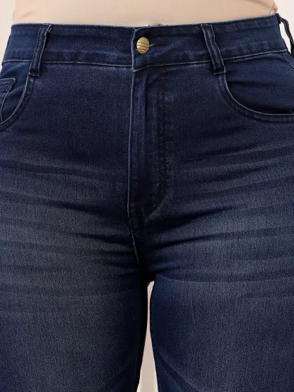 DenimHaat™ Navy Blue Smooth-Fit High-Rise Bootcut Denim