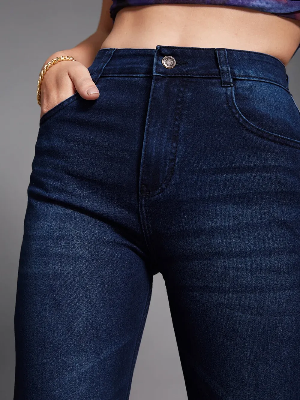 DenimHaat™ Navy Blue Everyday Mid-Rise Bootcut Jeans