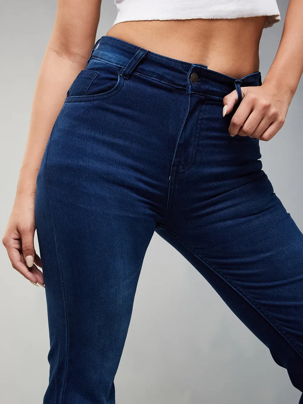 DenimHaat™ Navy Blue Flex Mid-Rise Bootcut Jeans