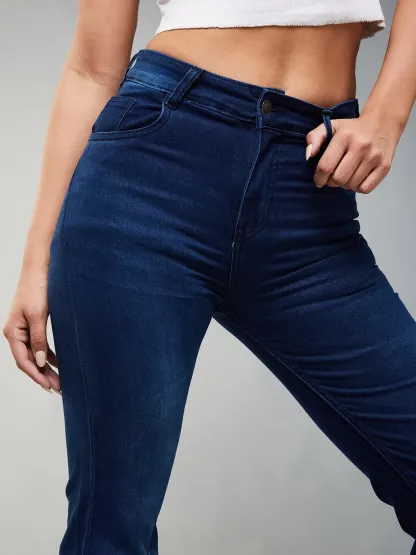 DenimHaat™ Navy Blue Flex Mid-Rise Bootcut Jeans