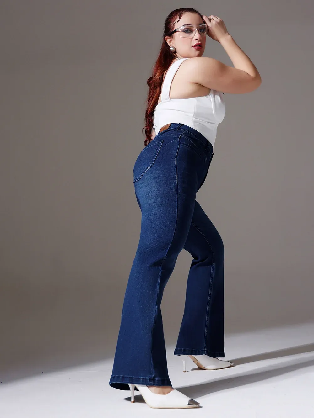DenimHaat™ Navy Blue Contour-Fit High-Rise Bootcut Jeans