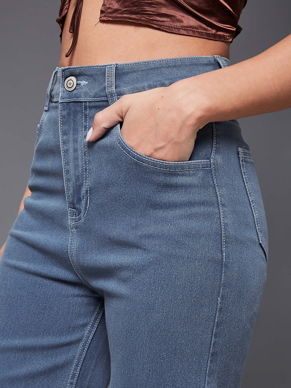 DenimHaat™ Blue Relaxed-Fit High-Rise Wide-Leg Jeans